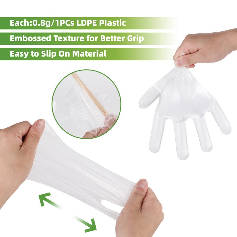 MoloTAR 100 pcs Plastic Disposable Gloves,Disposable Gloves, One Size Fits Most - Image 3
